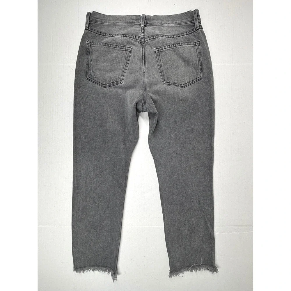 FRAME Gray Distressed Jeans Womens 29 30X27 Frayed Hem Button Fly Cropped EUC - Picture 3 of 11